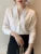 Blusas de estilo primavera otoño para mujer, camisas, ropa de oficina para mujer, blusas de manga larga con cuello en V, blusas de color liso, blusas