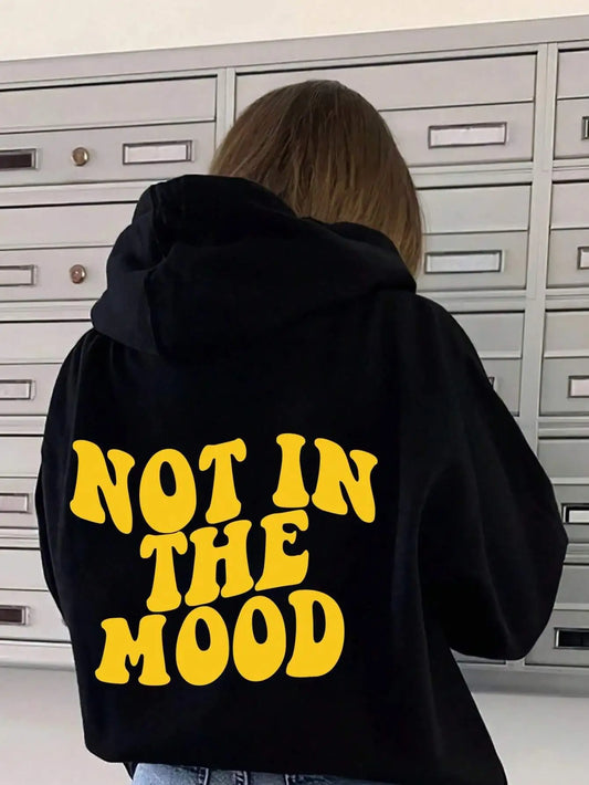 Sudadera con capucha para mujer, con letras y personalidad, holgada y cálida de forro polar, estilo Harajuku urbano, para otoño