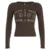 Camisa con cuello en V y botones con estampado de letras retro americanas para mujer, blusa nueva de otoño, blusa básica ajustada de punto, camisetas de calle, moda