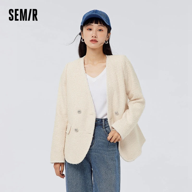 Chaqueta elegante y suave para mujer, con cuello en V, ideal para el día a día, primavera y otoño.