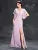 Beaded collar hem flared slit sleeve chest pleated chiffon slit skirt Evening gown Ball dress Party dress