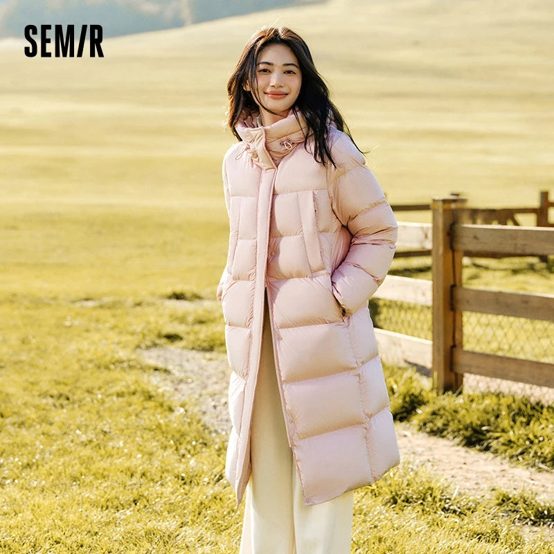Chaqueta de plumón para mujer, larga, triple capa, versátil, actualizada, de invierno, nueva, holgada, con capucha, sencilla.