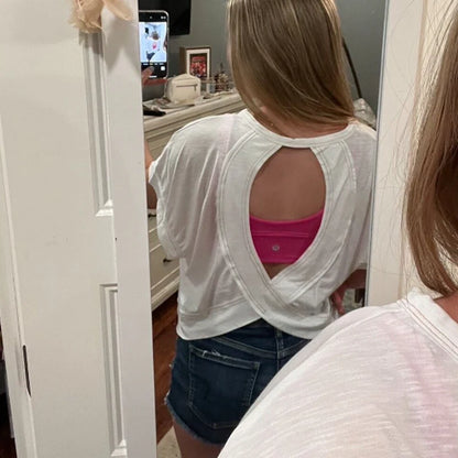 Camiseta deportiva de yoga con espalda para mujer, de comercio exterior de Europa y Estados Unidos, informal, relajada y transpirable