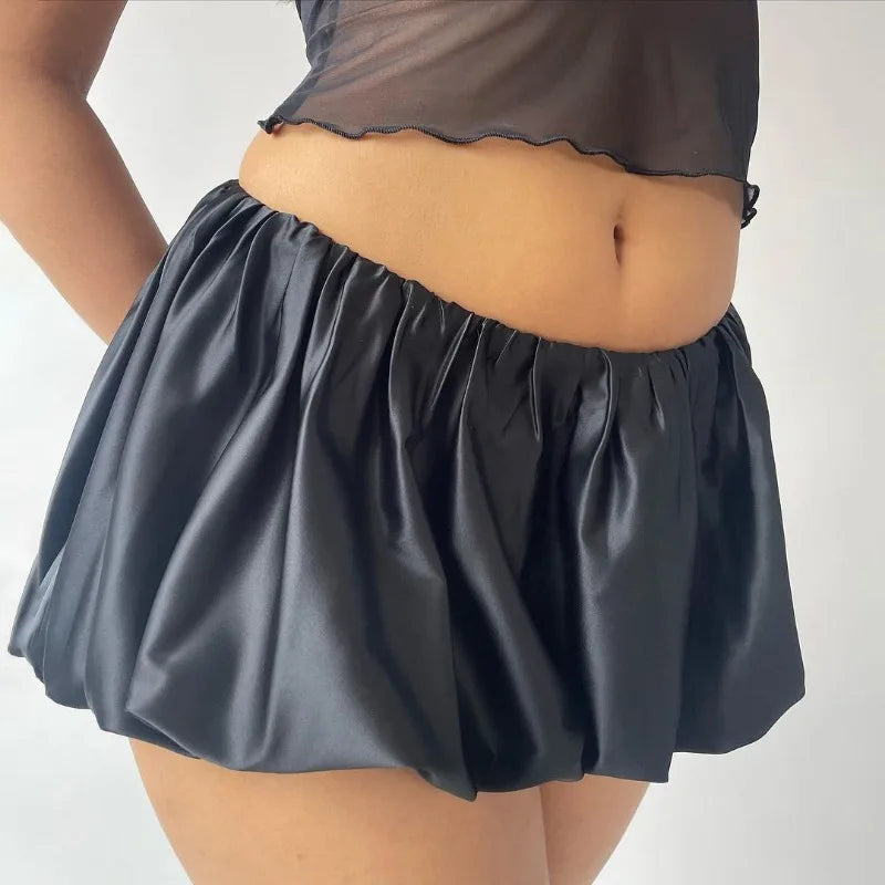 Folds Skirt Mini Skirt Women’s Solid Elastic Waist Fashion Patchwork Ball Gown Summer New Mini Skirt Female