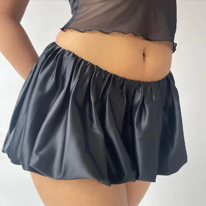 Folds Skirt Mini Skirt Women’s Solid Elastic Waist Fashion Patchwork Ball Gown Summer New Mini Skirt Female