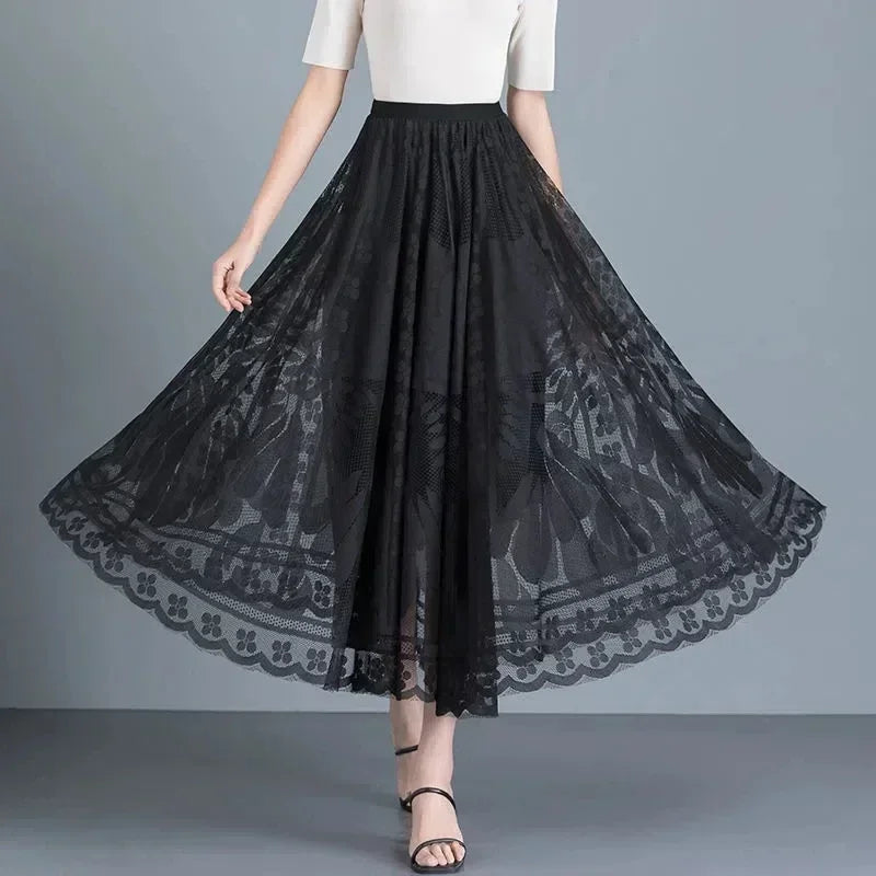 Falda elegante de otoño e invierno para mujer, falda de cintura alta, estilo gótico, de longitud media