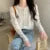 Cárdigan de punto para mujer, jersey coreano de manga larga con una hilera de botones, cárdigan elegante de cuello redondo, prendas de vestir exteriores para primavera y otoño
