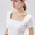 Blusas de algodón para mujer, estilo primavera-verano, informales, de manga corta, cuello cuadrado, lisas y holgadas, DF3492