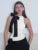 Body sexy con lazo, lencería de color contrastante, conjunto de una pieza para festival, sin mangas, tops negros femeninos, ropa Y2K para mujer