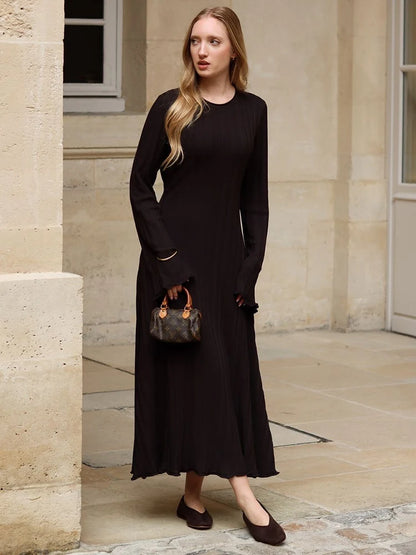Vestido largo de punto para mujer, otoño invierno, nuevo, informal, retro, de cintura alta, acanalado, suéter, vestidos ajustados, trajes de fiesta para mujer