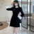 Woman Spring Summer New Elegant Velvet Mini A-line Dresses Long Sleeve Party Fashion One Piece Robe