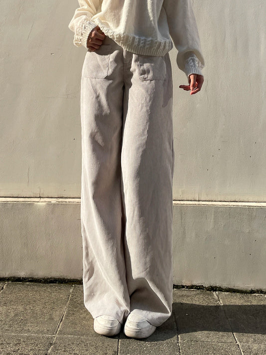 Pantalones de pana básicos combinables para mujer, elegantes, suaves, holgados, de pierna ancha, sencillos, de alta moda, para otoño, nuevos