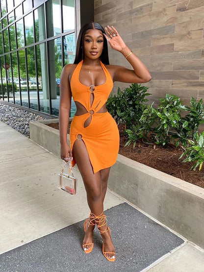 Vestido sexy sin mangas con aberturas, de seda de leche Y2K, color sólido, para mujer europea y americana