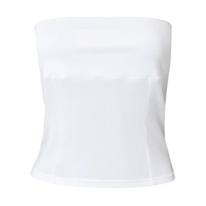 Y2k - Tops de corsé sin tirantes de verano blancos con hombros descubiertos para mujer, top de tubo sin mangas, ropa de corpiño ajustada sexy