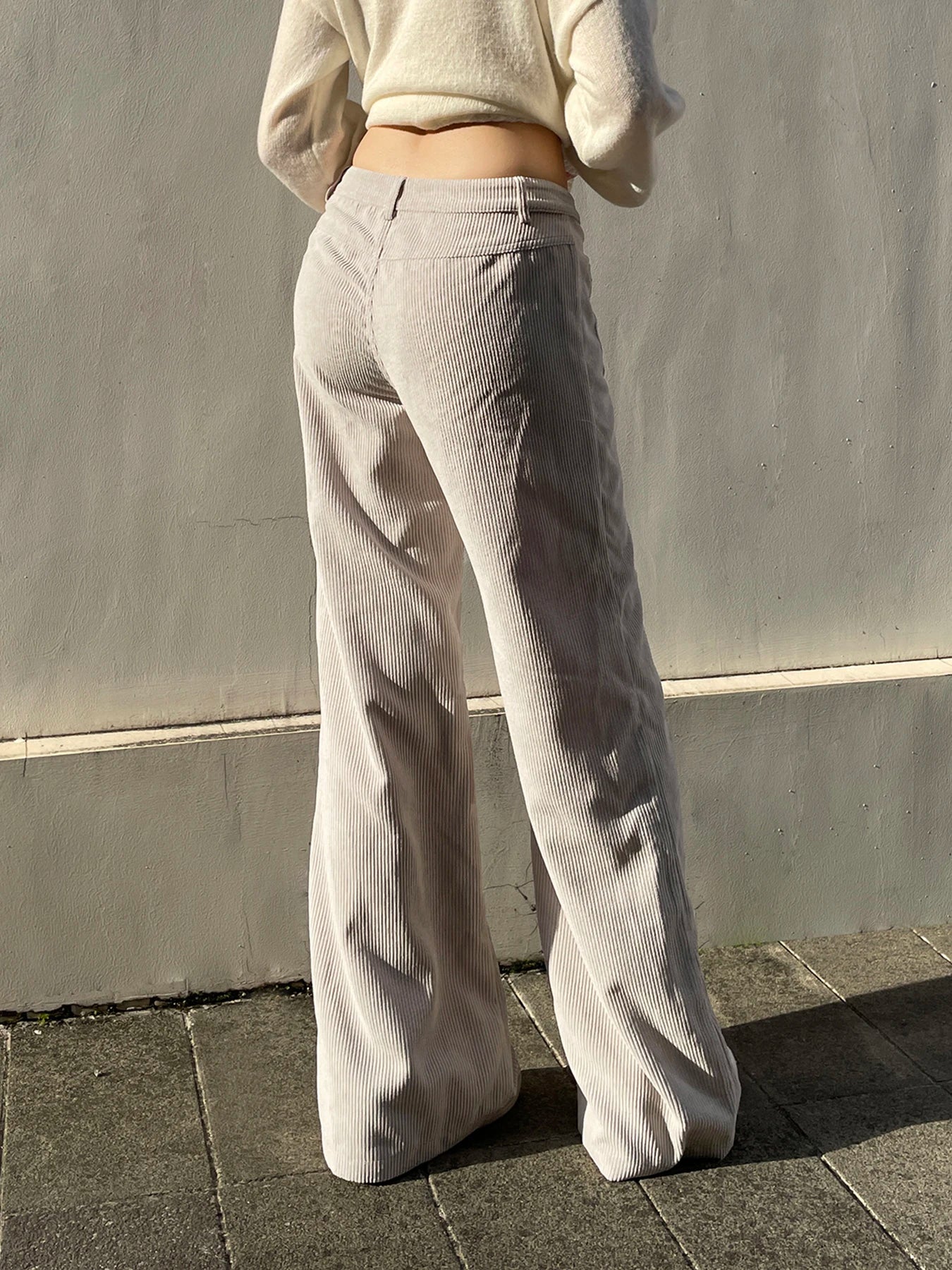Pantalones de pana básicos combinables para mujer, elegantes, suaves, holgados, de pierna ancha, sencillos, de alta moda, para otoño, nuevos