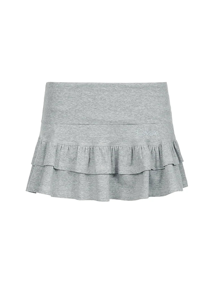 Pantalones cortos informales básicos lisos grises con forro, faldas para mujer, ropa de calle Y2K linda y dulce de color rosa