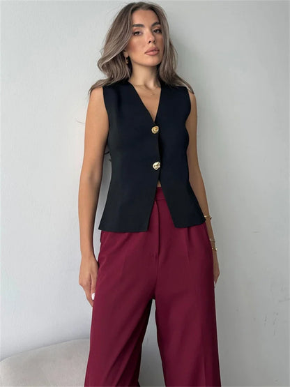 Suéter de punto con cuello en V, camiseta sin mangas para mujer, cintura alta, patchwork floral, ropa de calle, prendas de punto de otoño, cárdigan Y2k, chaleco superior