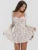 Vestido mini con estampado elegante para mujer, otoño invierno, nuevo, cuello cuadrado, manga larga, sin espalda, suelto, para fiesta en club, vestido sexy