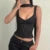 Women Tank Top with Scarf Fashion Basic Sleeveless Button Up Vest Tops Streetwear Vintage Gray Square Collar Camis