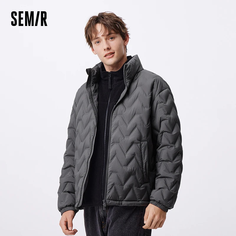Chaqueta de plumón para hombre, impermeable, cálida, de cuello, para uso diario, nueva, de invierno, versátil, de color sencillo.