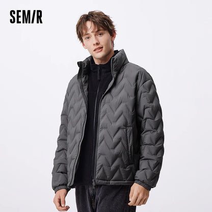 Chaqueta de plumón para hombre, impermeable, cálida, de cuello, para uso diario, nueva, de invierno, versátil, de color sencillo.