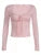 Camisetas básicas de manga larga ajustadas y dulces de color rosa para mujer, camisetas con lazo cruzado de encaje y retazos, lindas camisetas japonesas kawaii Y2K