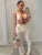 Conjunto de 3 piezas de verano para mujer, traje de baño sexy con escote en V, top transparente con espalda descubierta y pantalones estampados.