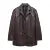 Blazer retro americano para mujer, de cuero sintético marrón y rojo, con cuello entallado, manga larga, estilo midi, holgado, de gran tamaño