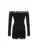 Vestido corto negro de manga larga con hombros descubiertos y ribete de encaje liso y ajustado para mujer, elegante y sexy para fiesta