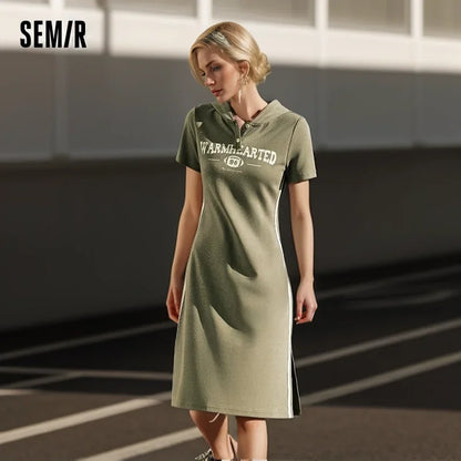 Jumpsuit For Women Letter Print And Color-Blocked Sports Style New In  Summer Slim Fit Hooded Mid-Length Dress