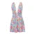 Vestido floral de verano para mujer, escote en V profundo, corte bajo, sin mangas, corte A, minivestido Y2K, vestido informal para playa, fiesta y club.