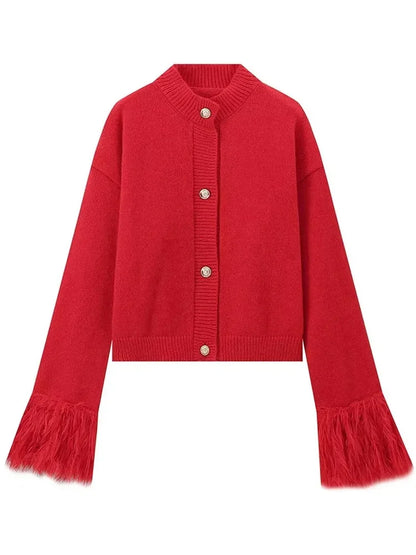 Suéter tipo cárdigan de retazos de moda para mujer, de manga larga, cintura alta, ajustado, esponjoso, Y2k, prendas de vestir exteriores, abrigo de punto para mujer, nuevo