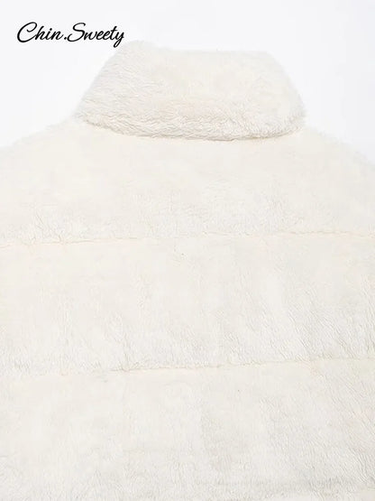 Abrigo de lana de cordero con cremallera para mujer, abrigo grueso y cálido de felpa, de manga larga, con cuello alto, holgado, informal, de forro polar, para invierno