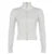 Suéter ajustado con cremallera y estampado de letras para mujer, cuello alto, blanco, básico, de punto, de manga larga, abrigo, trajes de otoño e invierno