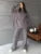 Conjunto de pantalón de punto con cremallera para mujer, jersey de manga larga con solapa entallada y pierna recta de patchwork, conjunto de 2 piezas para invierno