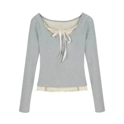 T-shirts Women Slim Sweet College Fashion Korean Spring Soft Leisure Cropped Spliced Designed  New Arrival Daily Casual