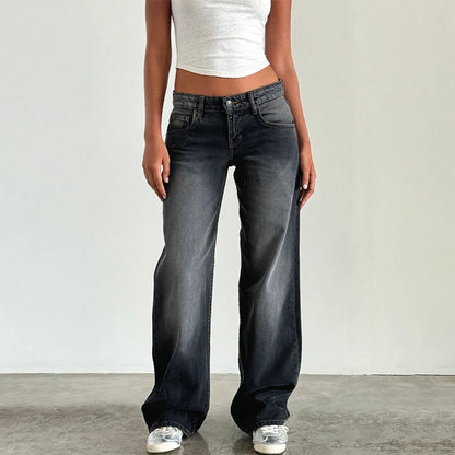 Pantalones vaqueros anchos Y2K para mujer, vaqueros de estilo boyfriend, holgados, de cintura baja, estilo vintage, estilo cyber grunge