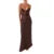 Vestido largo sexy para mujer, color sólido, escote en V, tirantes finos, sin mangas, espalda descubierta, para fiesta de noche