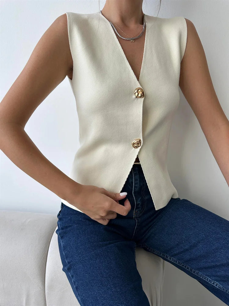 Suéter de punto con cuello en V, camiseta sin mangas para mujer, cintura alta, patchwork floral, ropa de calle, prendas de punto de otoño, cárdigan Y2k, chaleco superior
