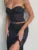 Conjunto de dos piezas de malla blanca con volantes, falda larga, top corto sexy sin espalda y falda larga con abertura lateral para mujer, conjuntos de verano.