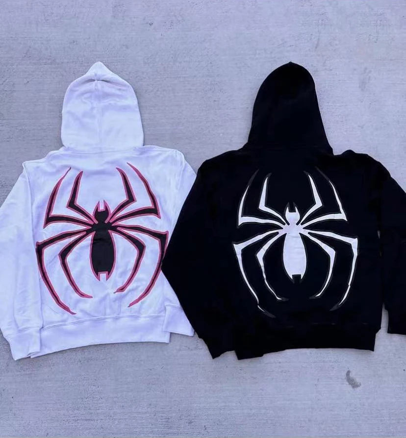 Sudadera con capucha y sudaderas para parejas de Halloween europeas personalizadas Y2K para mujer, Spider Woman grande