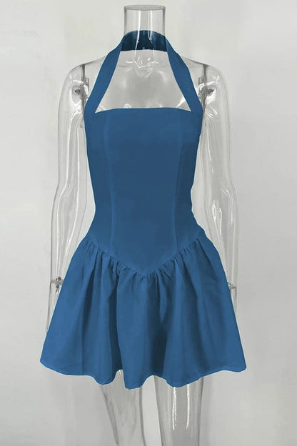 Sleeveless Backless Square Collar Mini Dress
