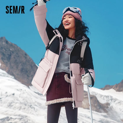 Chaqueta de plumas para mujer, de longitud media, con tres capas, suelta, con almacenamiento de calor, mangas raglán, nueva chaqueta de invierno a juego con la cintura.
