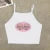 Camiseta básica americana de cuello redondo con estampado de letras, de punto, de manga corta, estilo Spice Girls, top corto ajustado de verano