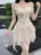 Vestidos cortos con volantes irregulares Y2K para mujer, tirantes finos, cintura alta, corte A, verano, nueva moda coreana, vestido de fiesta de una pieza