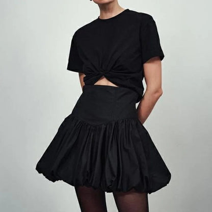 Falda Bud Y2K, ropa elegante para mujer, color sólido, cintura alta, línea A, minifalda, faldas de fiesta de noche de los años 2000, ropa de calle