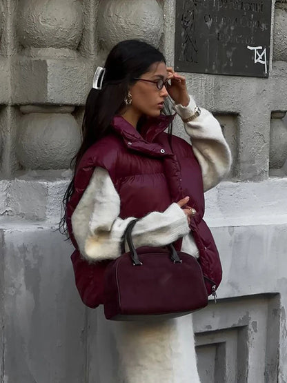 Casual Fluffy Zipper Vest Coats Women Vintage Loose Lapel Sleeveless Single Breasted Jacket Lady Winter Versatile Simple Outwear