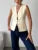 Suéter de punto con cuello en V, camiseta sin mangas para mujer, cintura alta, patchwork floral, ropa de calle, prendas de punto de otoño, cárdigan Y2k, chaleco superior