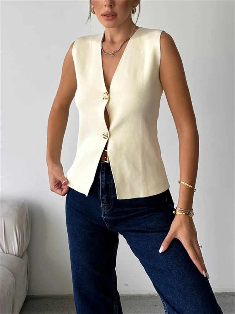 Suéter de punto con cuello en V, camiseta sin mangas para mujer, cintura alta, patchwork floral, ropa de calle, prendas de punto de otoño, cárdigan Y2k, chaleco superior