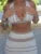 Conjunto de dos piezas de punto a rayas con falda larga y volantes para mujer, cuello en V, informal, para playa, vacaciones, conjuntos de falda larga de punto
